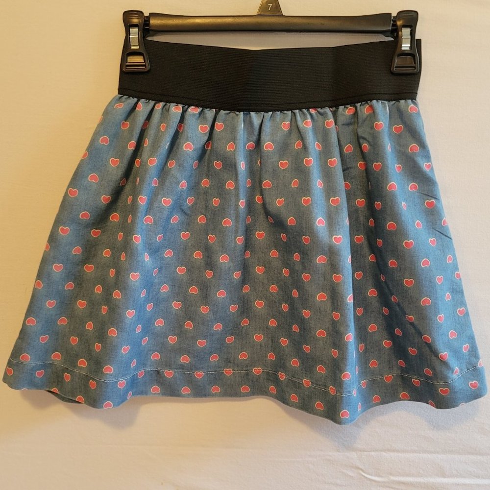 Forever 21 (2.1 Denim) Heart Print Chambray Skirt
